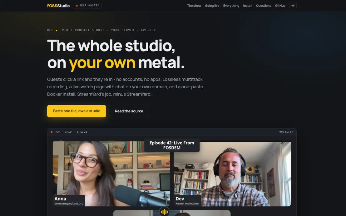 FOSSStudio — 'The whole studio, on your own metal'