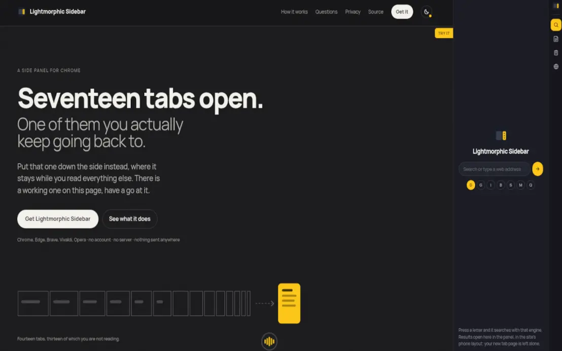 Lightmorphic Sidebar for Chrome